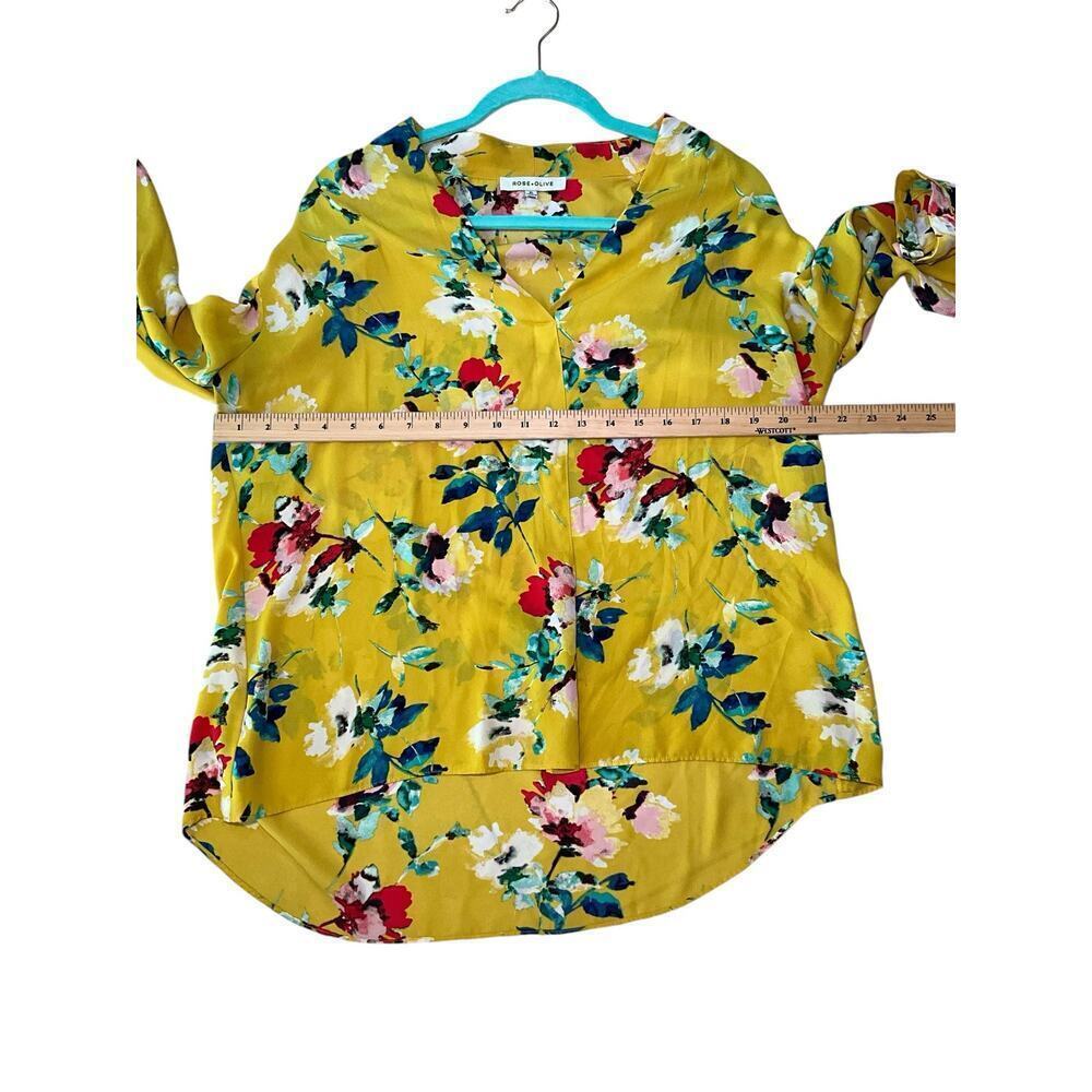 Rose & Olive Womens Floral Top Blouse Long Sleeve V-Neck Yellow Size‎ XL NWOT - Picture 6 of 6